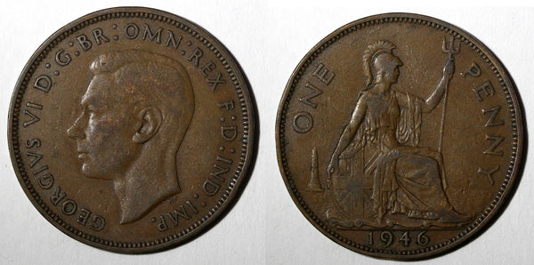 Great Britain George VI Bronze 1946 1 Penny KM# 845 (28 198)