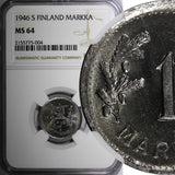 Finland Iron 1946 S 1 Markka NGC MS64 TOP GRADED BY NGC KM# 30b (004)