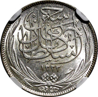 Egypt Occupation Coinage Silver AH1335/1917 H 2 Piastres NGC MS63 KM# 317.2 (36)