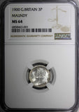 GREAT BRITAIN  Victoria Silver 1900 3 Pence Maundy NGC MS64 KM# 777 (01)