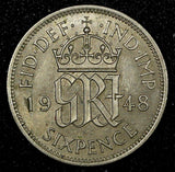 Great Britain George VI  1948 6 Pence KM# 862 (24 874)