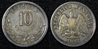 Mexico Silver 1892 Zs Z  10 Centavos Zacatecas Mint Nice Toned KM# 403.10 (174)