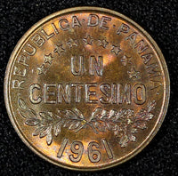 PANAMA Bronze 1961 1 Centesimo 1st Year Type Mexico City Mint UNC KM# 22 ( 402)