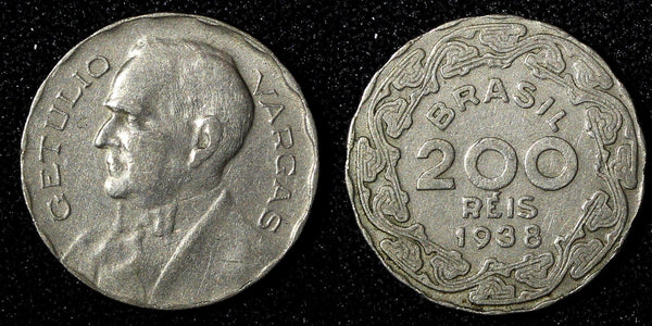 BRAZIL Copper-Nickel 1938 200 Reis Getúlio Dornelles Vargas KM# 545 (27 771)