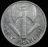 France Aluminum 1944 B 50 Centimes WWII Issue Beaumont Mint KM# 914.2 (24 970)