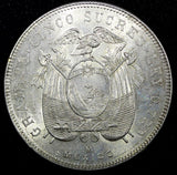 Ecuador Silver 1944 Mo 5 Sucres Mexico Mint 37.8 mm; 25g. WWII KM# 79 (26 639)