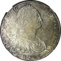 BOLIVIA Carlos IIII Silver 1805/4 PTS PJ 8 Reales NGC AU55 TOP GRADED KM# 73 (8)