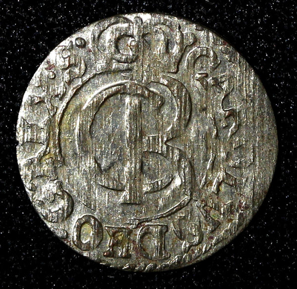Livonia Riga CARL XI of Sweden (1660-1697)Silver 1661 Solidus,Schilling KM#55(4)
