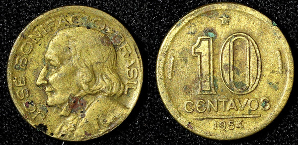 Brazil José Bonifácio Aluminum-Bronze 1954 10 Centavos KM# 561 (28 284)
