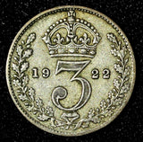 Great Britain George V Silver 1922 3 Pence Maundy KM# 813a (28 334)