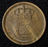 Denmark Christian X Bronze 1915 VBP; GJ 2 Ore aUNC KM# 813.1 (27 691)