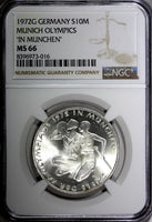 Germany - Federal Republic Silver 1972 G  10 Mark NGC MS66 TOP GRADED KM# 132(6)