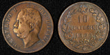 Italy Umberto I Copper 1893 B/I 10 Centesimi Heaton's Mint,Birmingham KM#27.1(7)