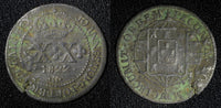 BRAZIL João VI Copper  1822 R 20 Reis 30mm Last Year Type KM# 316.1   (27 493)