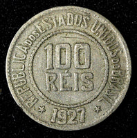 BRAZIL Copper-Nickel 1927 100 Reis Rio de Janeiro Mint KM# 518 (27 596)