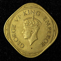 India-British George VI 1944 2 Annas WWII Issue KM# 541a (27 608)