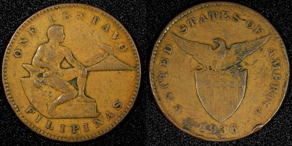 Philippines Bronze 1933 M 1 Centavo Manila Mint KM# 163 (24 374)