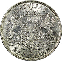 Latvia Silver 1924 1 Lats 2 Years Type 23mm KM# 7 (24 335)