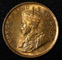 India-British George V  1930 (C) 1/4 Anna Calcutta BU RED TONED KM# 512 (27 733)