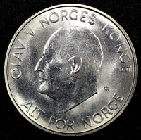 NORWAY Olav V Copper-Nickel 1963  5 Kroner 29.5 mm UNC KM# 412 (24 039)