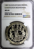 Isle Of Man Elizabeth II 1987 Crown NGC MS64 ONLY 1 GRADED HIGHEST KM# 176 (2)