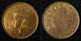 India-British George VI 1940 (B) 1/4 Anna UNC Nice Red Toning KM# 531 (30 142)