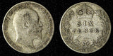 Great Britain Edward VII Silver 1909 6 Six Pence AR-(.925) KM# 799 (28 783)