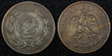 MEXICO ESTADOS UNIDOS MEXICANOS Bronze 1906 2 Centavos XF Toned KM# 419 (27 172)
