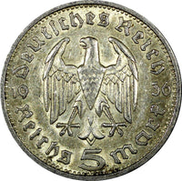 Germany-Third Reich Silver 1936 G 5 Reichsmark Baden-Württemberg Mint KM# 86 (8)