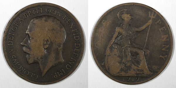 Great Britain George V Bronze 1919 1 Penny KM# 810  (28 195)