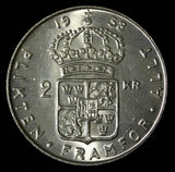 SWEDEN Gustaf VI Adolf Silver 1958 TS 2 Kronor  UNC KM# 827 (28 710)