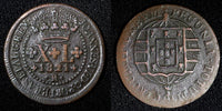 BRAZIL João VI Copper 1821 R  40 Reis 35 mm KM# 319.1 (27 475)