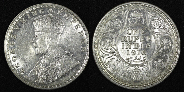 India-British George V Silver 1916 (C) Rupee Calcutta Mint KM# 524 (27 329)