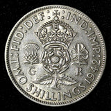 Great Britain George VI Silver 1942 Florin 2 Shillings WWII KM#855 (28 462)