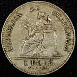 GUATEMALA 1912 H 1 Real Heaton Birmingham Mint Toned KM# 177  (24 573)