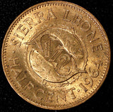 Sierra Leone Milton Margai (1961-1964)  Bronze 1964 1/2 Cent UNC KM# 16 ( 736)