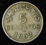 BOLIVIA 1892 H  5 Centavos 1 Year Type Birmingham Mint KM# 171 (30 074)