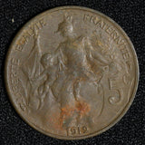 France  Bronze 1912 5 Centimes KM# 842 (30 077)