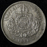 BRAZIL Pedro II Copper-Nickel 1884 200 Reis 32 mm Last Year  KM# 478 (27 812)