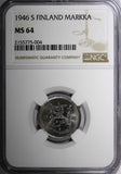 Finland Iron 1946 S 1 Markka NGC MS64 TOP GRADED BY NGC KM# 30b (004)