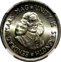 South Africa Silver Jan van Riebeeck 1961 10 Cents NGC MS64 1st Year KM# 60 (2)
