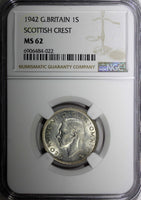 GREAT BRITAIN George VI Silver 1942 1 Shilling Scottish Crest NGC MS62 KM#854(2)