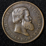 BRAZIL Pedro II Bronze 1870 20 Reis Last Year Type  KM# 474 ( 27 518)