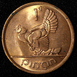 Ireland Republic Bronze 1968 1 Penny hen with chicks KM# 11 (28 855)