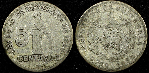 Guatemala Silver 1932 5 Centavos Royal British Mint KM# 238.2  (24 461)