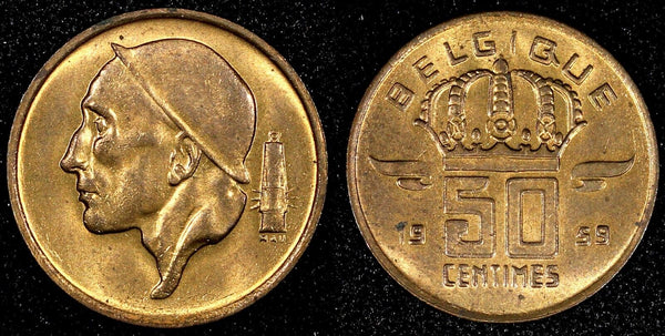 Belgium Baudouin I Bronze 1959 50 Centimes French Text UNC KM# 148.1 (24 098)