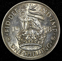 GREAT BRITAIN George VI Silver 1939 1 Shilling HIGH GRADE KM# 853 (24 710)