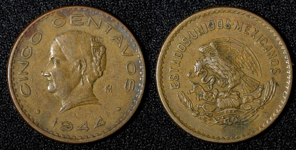 Mexico ESTADOS UNIDOS MEXICANOS Bronze 1944 5 Centavos WWII ISSUE KM# 424 (929)