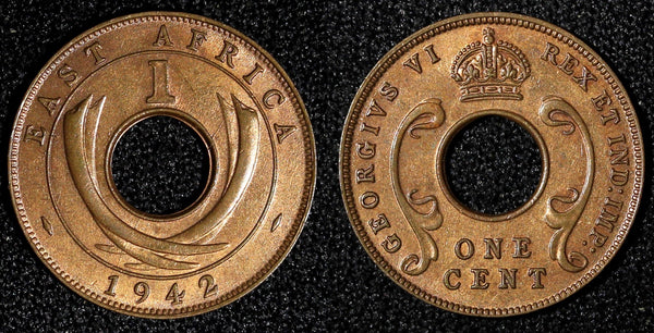 East Africa George VI Bronze 1942 1 Cent Red UNC KM# 29 (28 251)