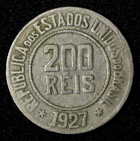BRAZIL Copper-Nickel 1927 200 Reis Liberty 25mm KM# 519 (27 802)